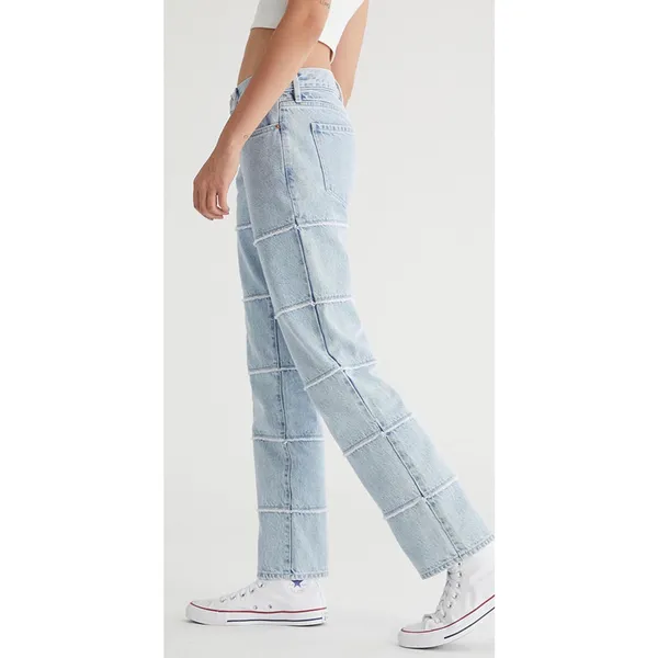 Pacsun Eco Light Blue Frayed Low Rise Straight Leg Jeans Medium Indigo Size 28 - Image 3