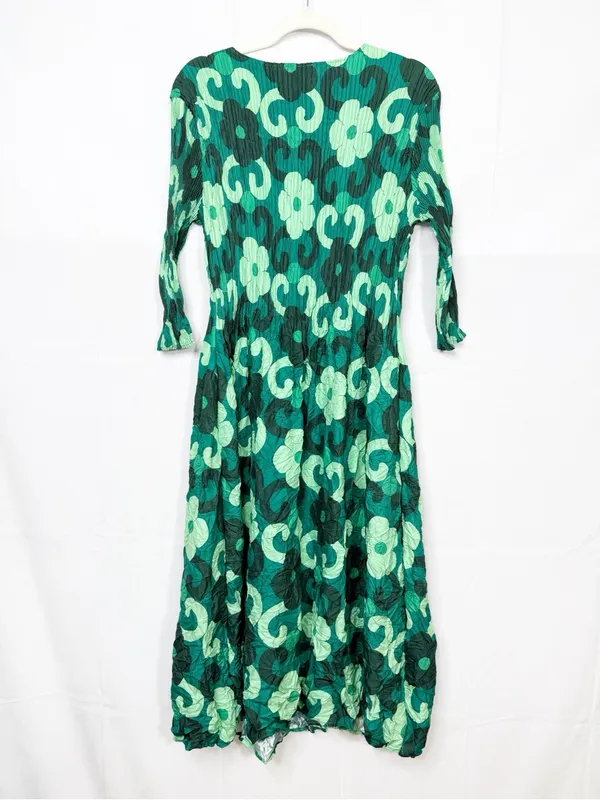 Alquema 3/4 Sleeve Smash Pocket Dress Ceramic Dreams Midi Floral Crinkle Pleated - Image 3