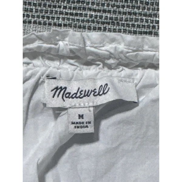 Madewell white‎ Smocked Button Front Crop Top Camisole Spaghetti Strap medium - Image 4