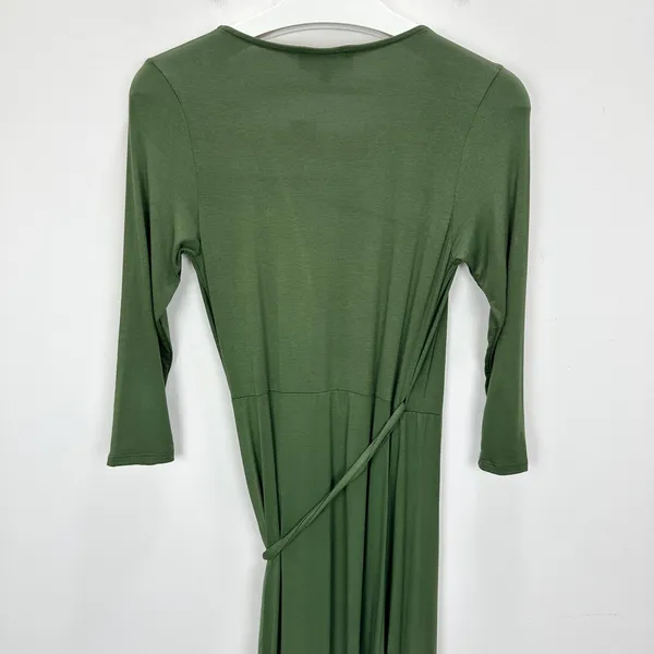 Lulus Garden District Olive Green Wrap Maxi Dress Stretch Jersey Knit Small NWT - Image 12