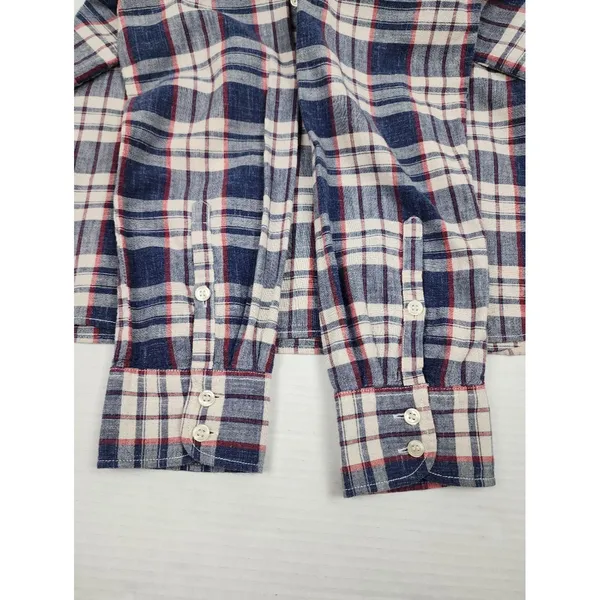 J.Crew Women's Plaid Shirt Homespun Boy Fit Popover Blouse 100% Cotton Size M - Image 7