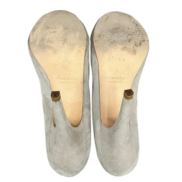 Marc Ellis New York Peep Toe Suede High Heels in light gray size 39 (US 9) - Image 8