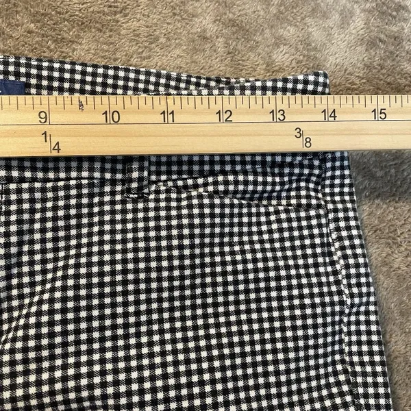 Old Navy Pants Womens 6 Pixie Mid Rise Gingham Plaid Black White Ankle Preppy - Image 5