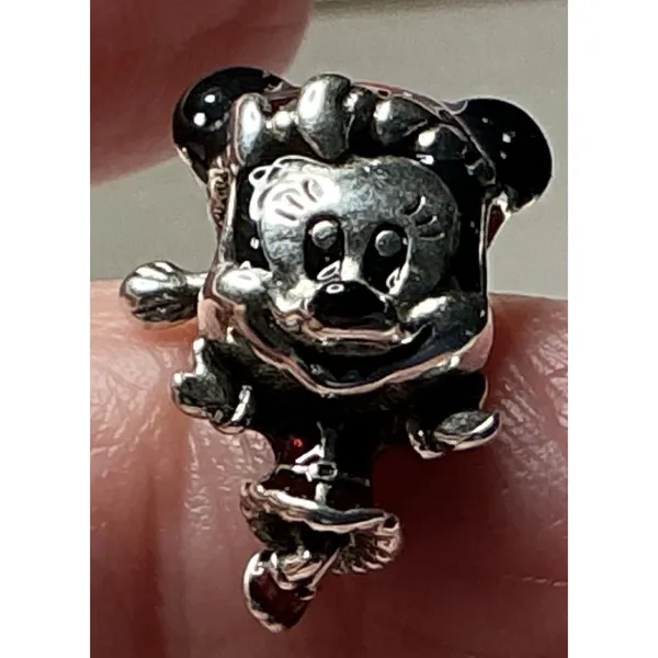 Pandora Disney Minnie Mouse Santa Hat Red Enamel Charm ALE S925 - Image 4