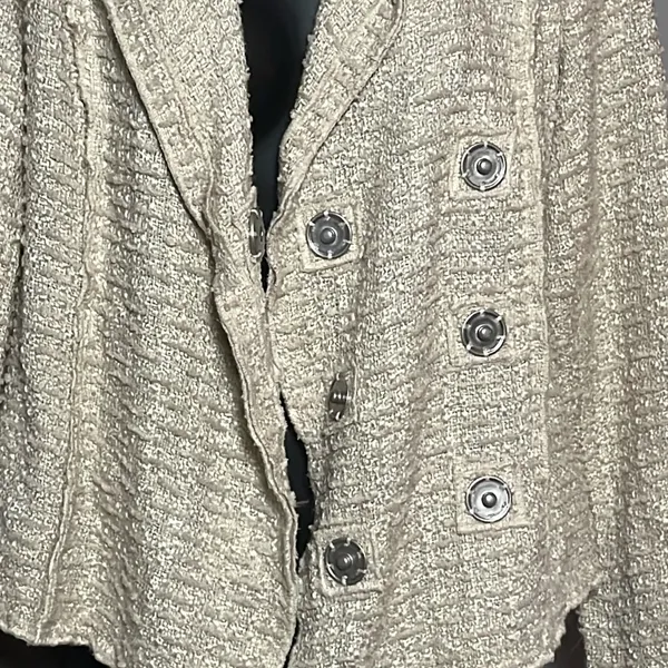 CAbi #985 XS Wheat Chenille Tweed Knit Blazer - Image 6