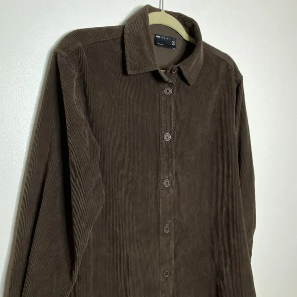 VTG Style Asos Corduroy Cotton Front Button Clueless Layer Shacket 4 (no belt) - Image 3