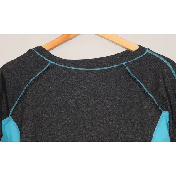 Lululemon Long Sleeve Athletic Top Women‎ Gray Turquoise Thumbhole Size 10 - Image 3