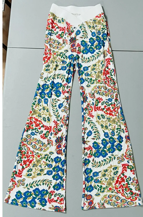 Cider White Floral High-Rise Flare Pants Bottoms Trousers Size XS 🌷 - Image 2