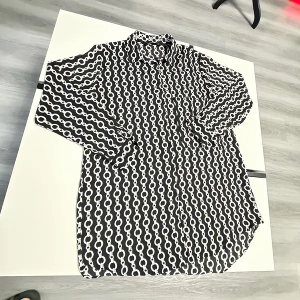 ✨ Zara Black & White Chain Print Button-Down Tunic / Shirt Dress (Size M) ✨ - Image 10
