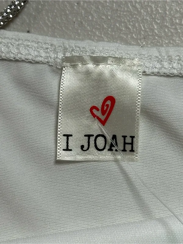 I Joah White Rhinestone Strap Crop Cami Top Size L NWT Y2K Party - Image 7