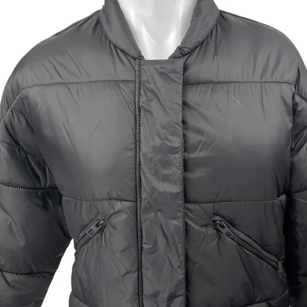 Zara Women's Black Long Sleeve Quilted Puffer Outdoor Winter Coat Jacket Size S - Image 3