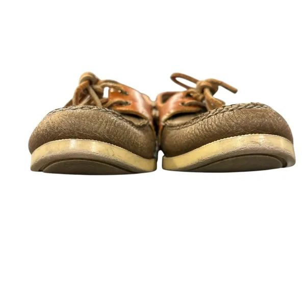 Dooney & Bourke Vintage Leather Boat Shoes Gray Brown Loafers Preppy Size 8 - Image 4