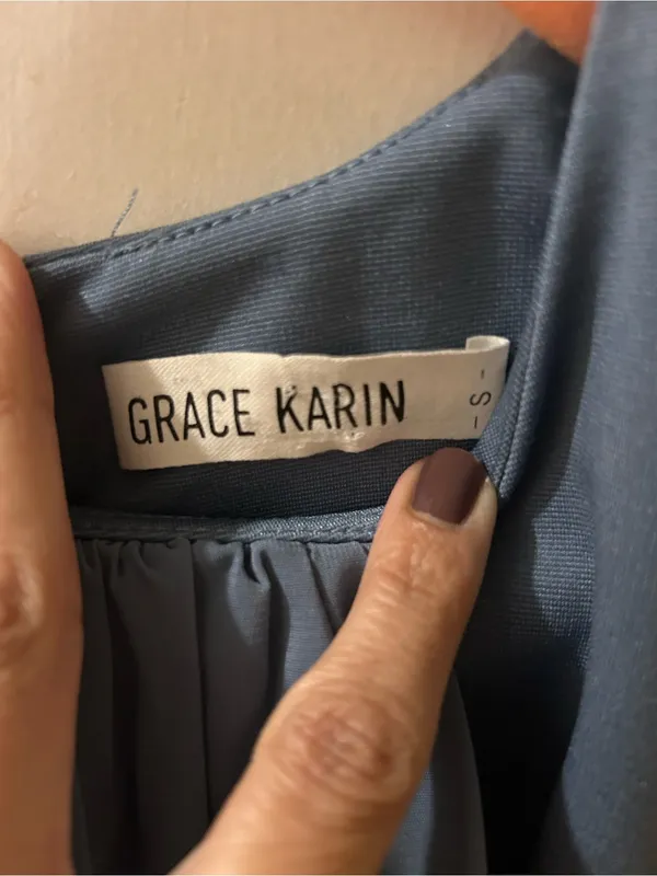 Grace Karin Slate Blue Sleeveless Draped Midi Dress - Image 5