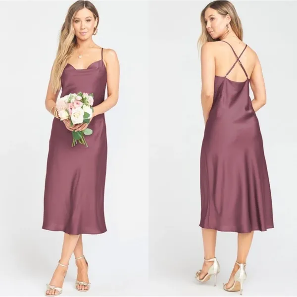Show Me‎ Your Mumu NWOT Verona Cowl Dress Plum Satin Deluxe Size Small - Image 2