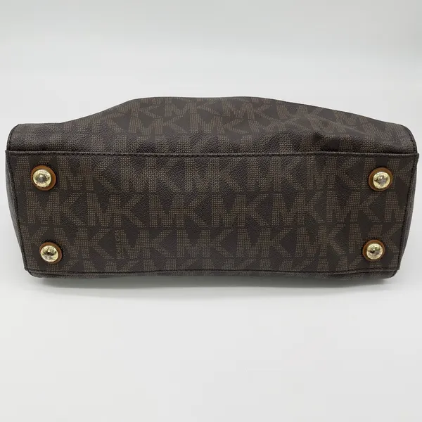 Michael Kors Cynthia Logo Medium Satchel‎ Brown Monogram Chain Shoulder Luxury - Image 3