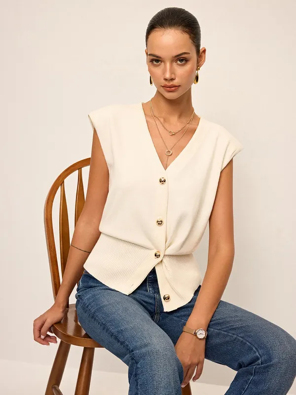 Commense Asymmetric Two-Way Wear Knit Vest Cardigan Medium NWT‎ - Image 6
