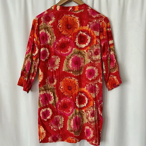 Saachi Colorful Floral 3/4 Sleeve Tunic Shirt Top **Size M** 🌸🌺🌸🌺 - Image 2