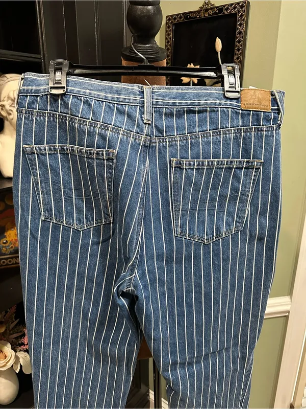 American Eagle Striped Mom Jeans – Distressed – Size 14 Long - Image 6
