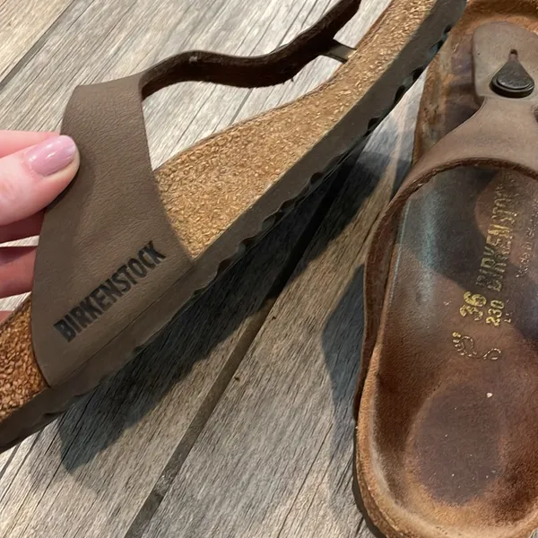 Birkenstock Brown Sandals Contoured Footbed Leather - Image 6