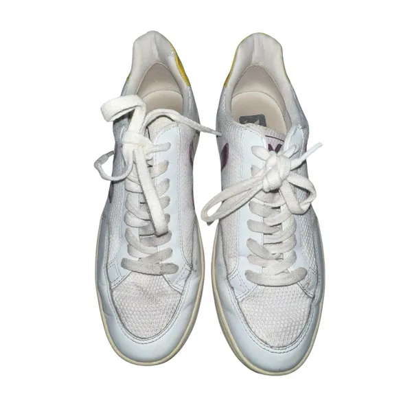 Veja V12 Leather Tennis Shoes Women Size 8‎ Sneakers Purple V Low Top Athletic - Image 2
