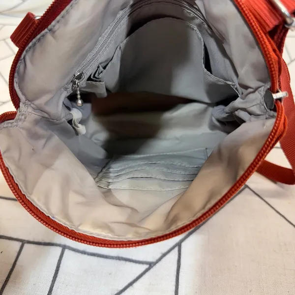 Baggallini‎ Crossbody Bag Small Orange Nylon Turn-Lock Pocket Adjustable Strap - Image 7