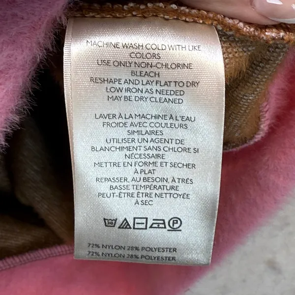 Anthropologie Maeve Cozy Ringer Fuzzy‎ Sweatshirt Honey Brown and Pink NWT - Image 7
