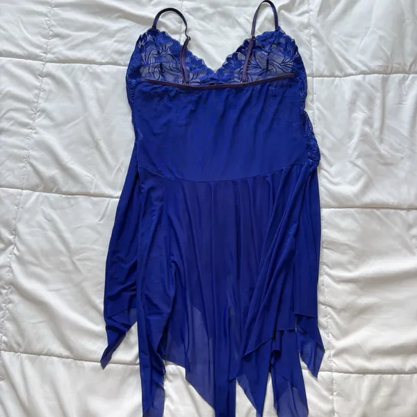 Womens Nightie Babydoll Chemise Slip Dress Blue Floral‎ Feminine Dainty Romantic - Image 5