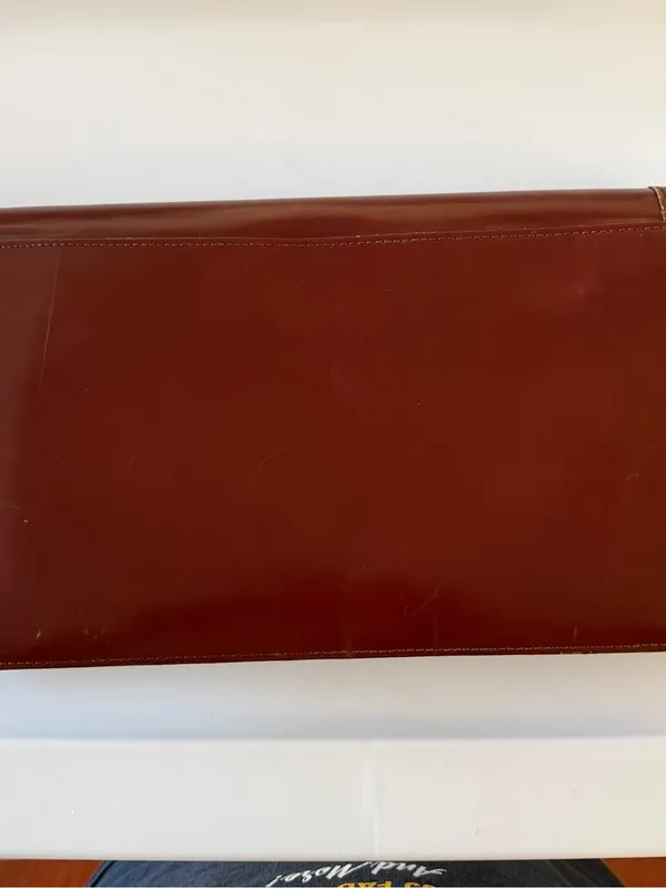 Vintage Leather Envelope Clutch - Burgundy Brown - Image 7