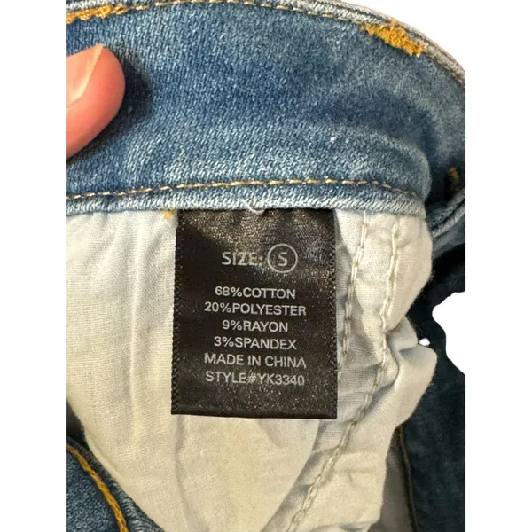 Levi's Women Jeans Wedgie‎ Skinny Button Fly Raw Hem Distressed Denim Blue Small - Image 4
