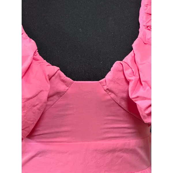 Mika & Gala Pink Cotton Ruffle Puff Sleeve Tiered Maxi Dress SZ 6 resort preppy - Image 2