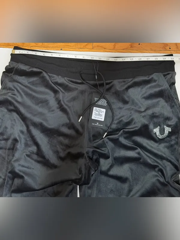 NWT True Religion Crystal HS Velour Straight Leg Track Pants – Black – XXL - Image 9