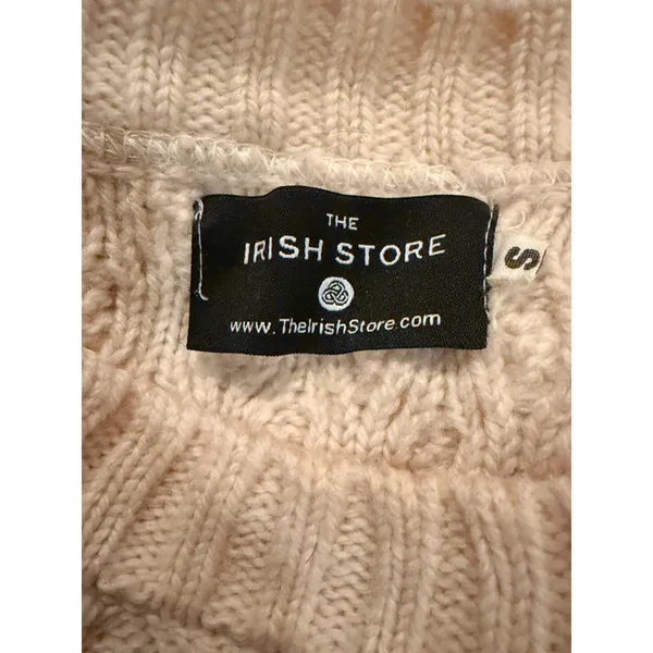 The Irish‎ Store Aran Cable Knit Sweater 100% Wool Cream Women’s Pullover Sz S - Image 4