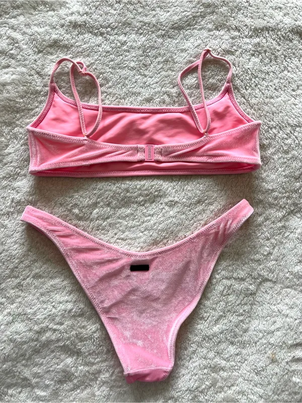 Triangl Pink Velvet Bikini Size XL top S bottom - Image 3