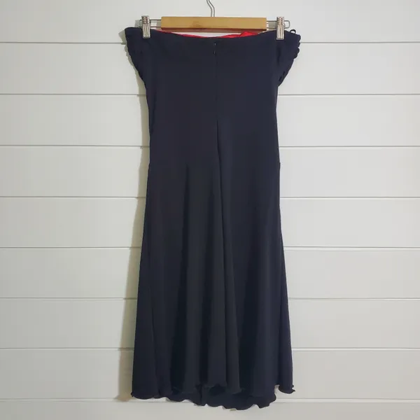 Moda International BK Strapless Red Bow Ruched Front Ruffled Hem Dress Size‎ 8 - Image 4