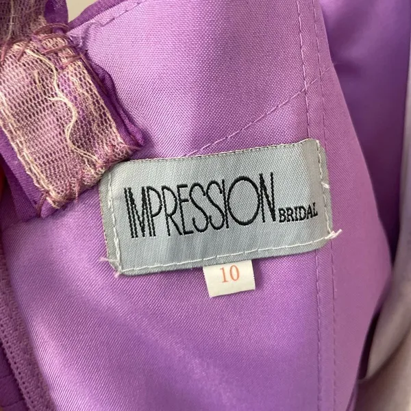 Impressions Bridal One Shoulder Purple Chiffon Bridesmaid Prom Formal Gown 10 - Image 7