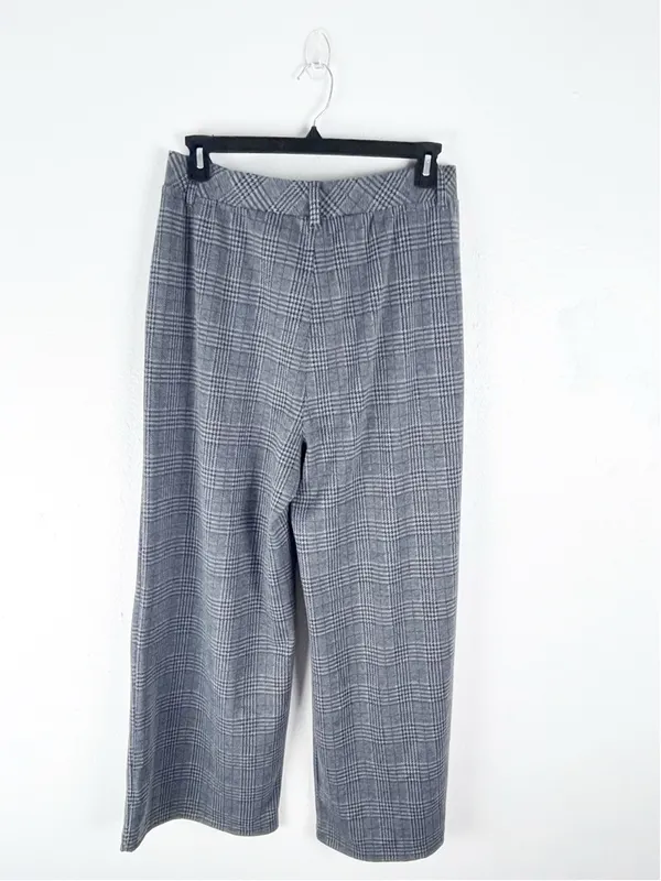HALARA Gray Plaid Ultra High Rise Wide Leg Pockets Pull On Pants Trousers Large - Image 2