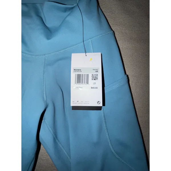 Nike One Dri-FIT Womens High Rise 8 Inch Biker Shorts Teal Blue FZ6758-008 XS - Image 6