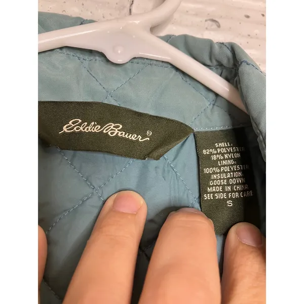 Eddie Bauer Quilted Down Vest Womens Small Teal Blue Excellent Full Zip Layering - Image 2