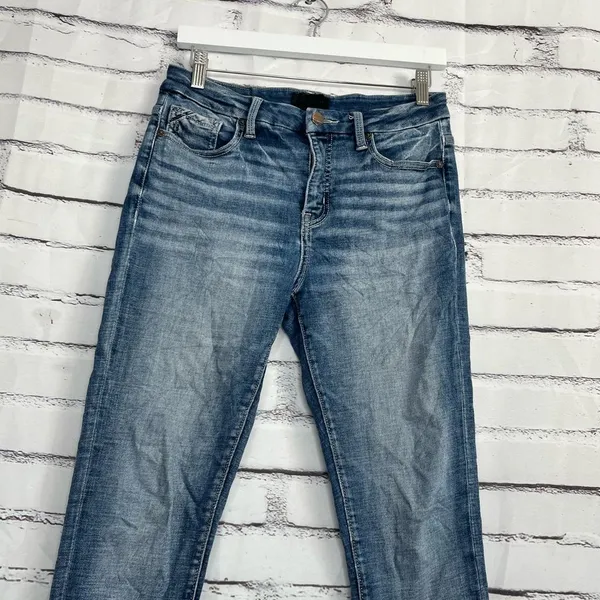 Y2K Buckle Black Ankle Skinny Jeans Women’s 27x27 Fit No. 83 Medium Wash Denim - Image 6