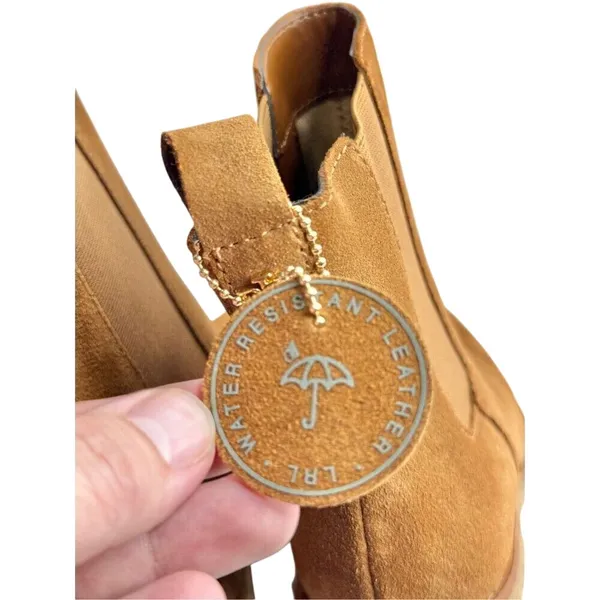 Lauren Ralph Lauren Marianna Tan Suede Chelsea Ankle Boots Block Heel Size 5.5B - Image 9
