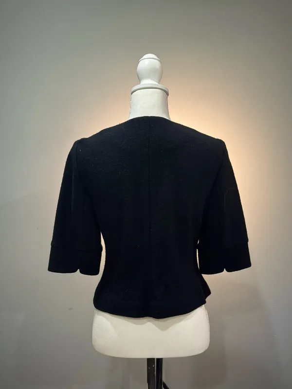Black LOFT Cropped Double Breasted Jacket Size S EUC - Image 2