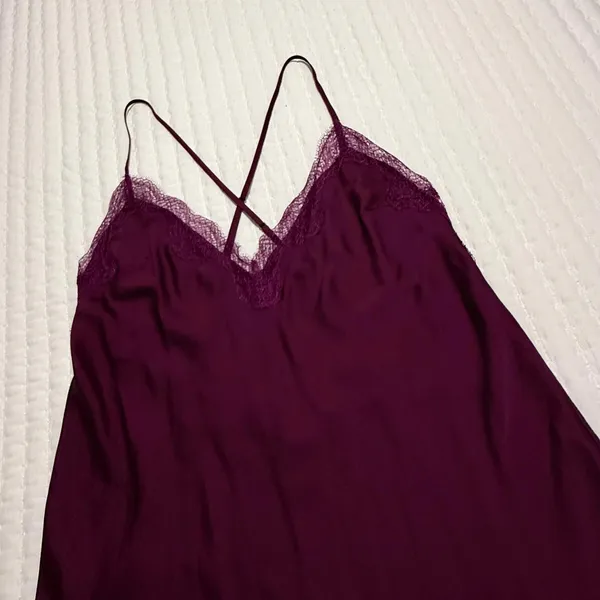 Victoria’s Secret Purple Lingerie Chemise Slip Nightie L Large Lace Trim - Image 5