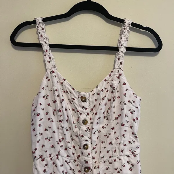 Hollister White and Red Floral Dress Y2K Size Medium - Image 2