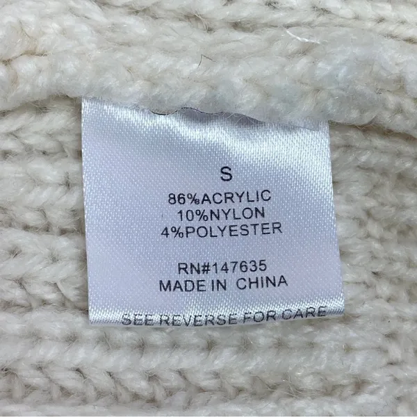 Free Generation Multi Stich Fringe‎ Distressed Turtle Neck Sweater Cream Small - Image 11