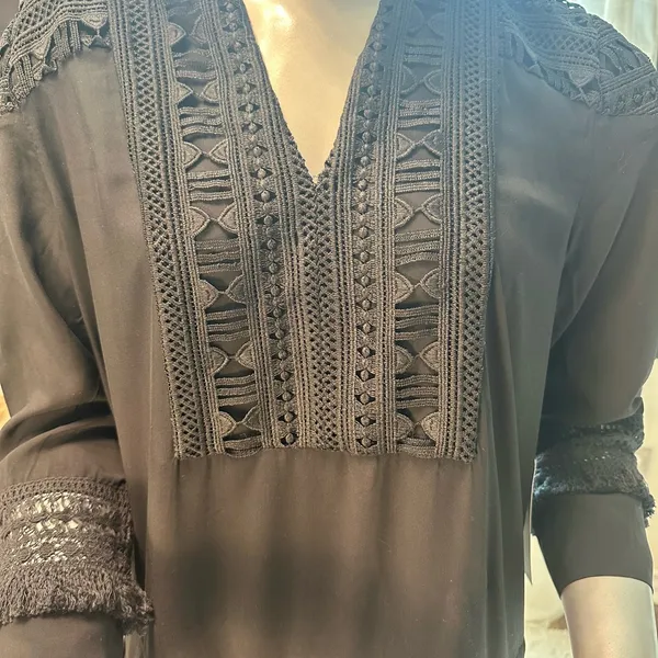 NWT Tuckernuck Black Pippa Fringe Lace Mini Dress Boho Chic Medium - Image 5
