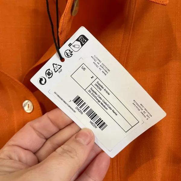 & Other Stories Orange Shirt Mini Dress‎ Long Sleeve Button Front Size 2 NWT - Image 7