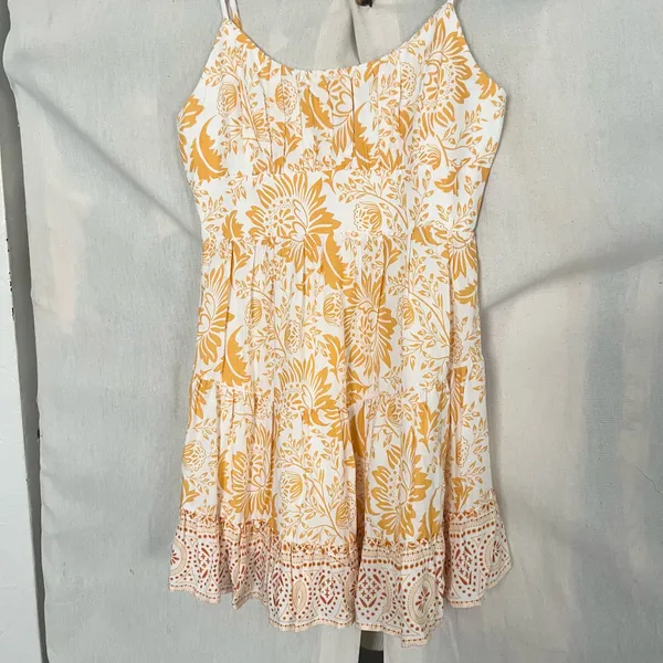 Selfie Leslie Eternal Sunshine Gathered Bust Babydoll Dress Floral Print Yellow - Image 5