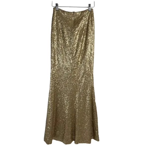 Dress The Population Size Small Cara Two Piece Gown Gold‎ Sequin Holiday Party - Image 12