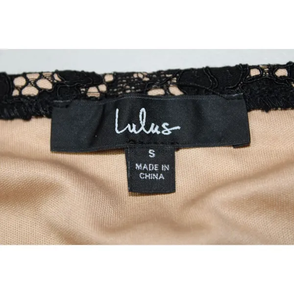 NWOT Womens Lulus Black Cream Nude Lace Strapless Bandeau Crop Top Size Small S - Image 3
