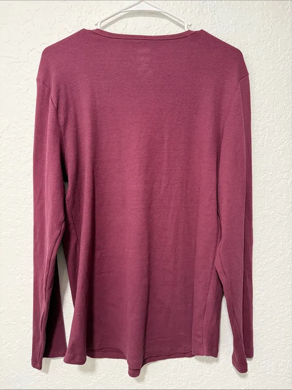 NWT Sonoma Ribbed Scoop-Neck Tee in Plum Size XL - Image 2